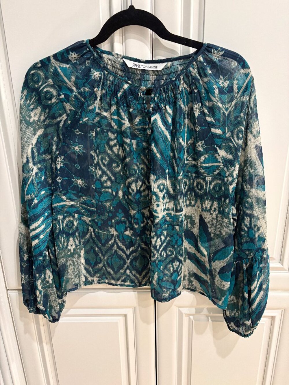 Zara Semi-Sheer Printed Blouse